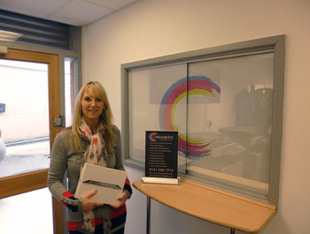 Colourprint’s Shelley Pilson with her new iPad co the Wide Format Wave